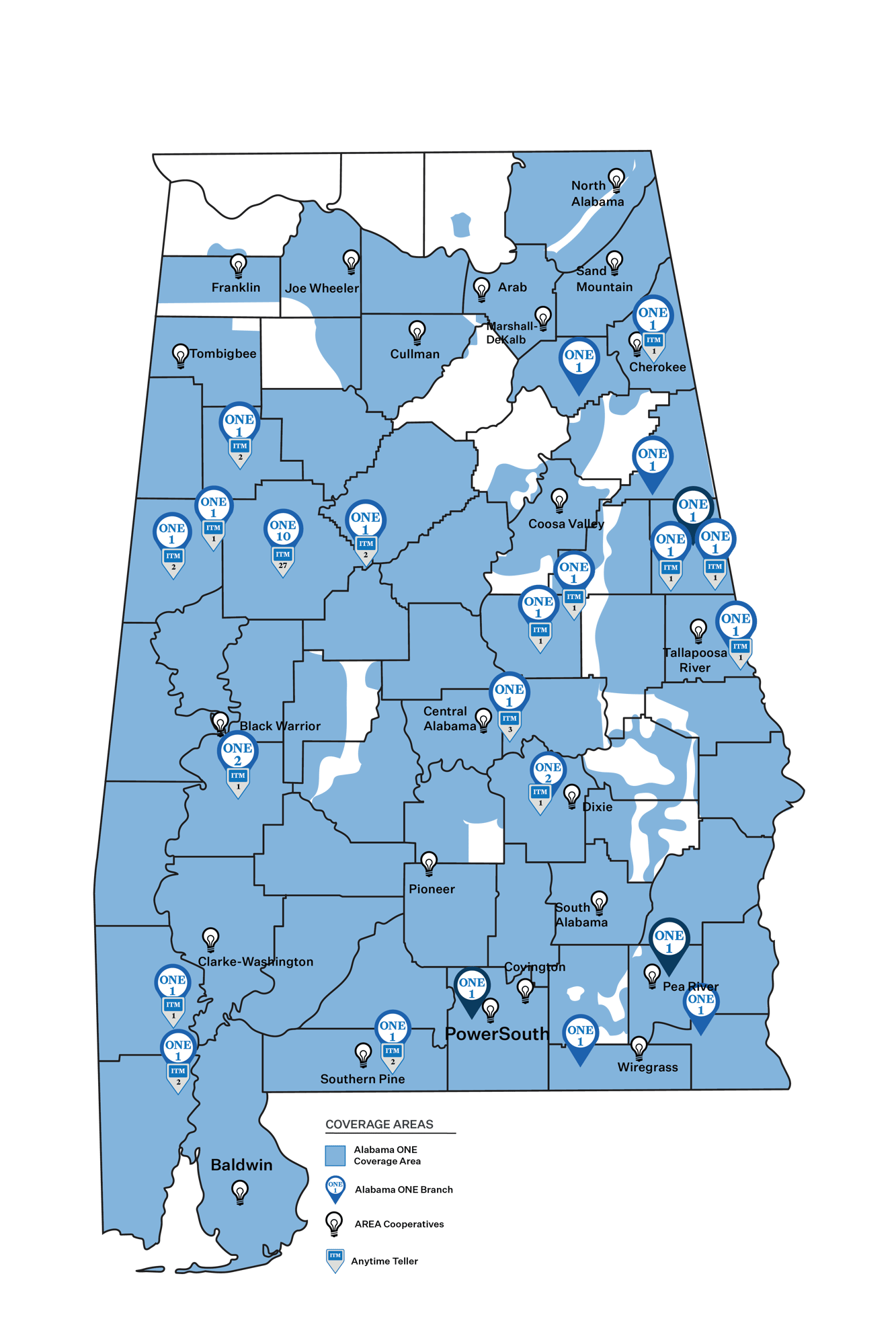 map of alabama one credit union branches