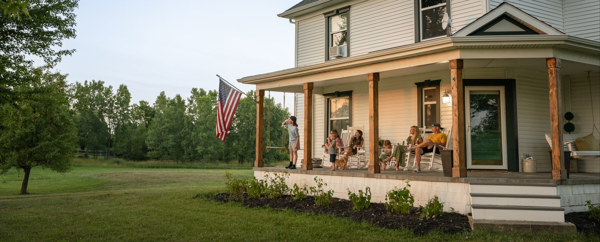 family on house porch